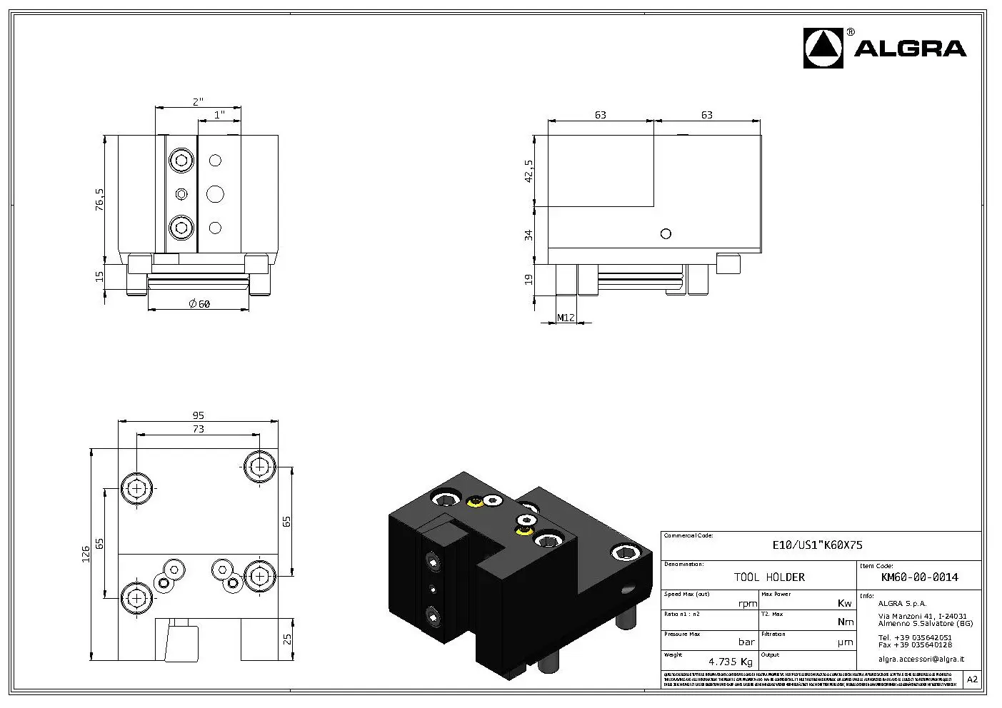 Produktfoto 1 von E10/US1"K60X75