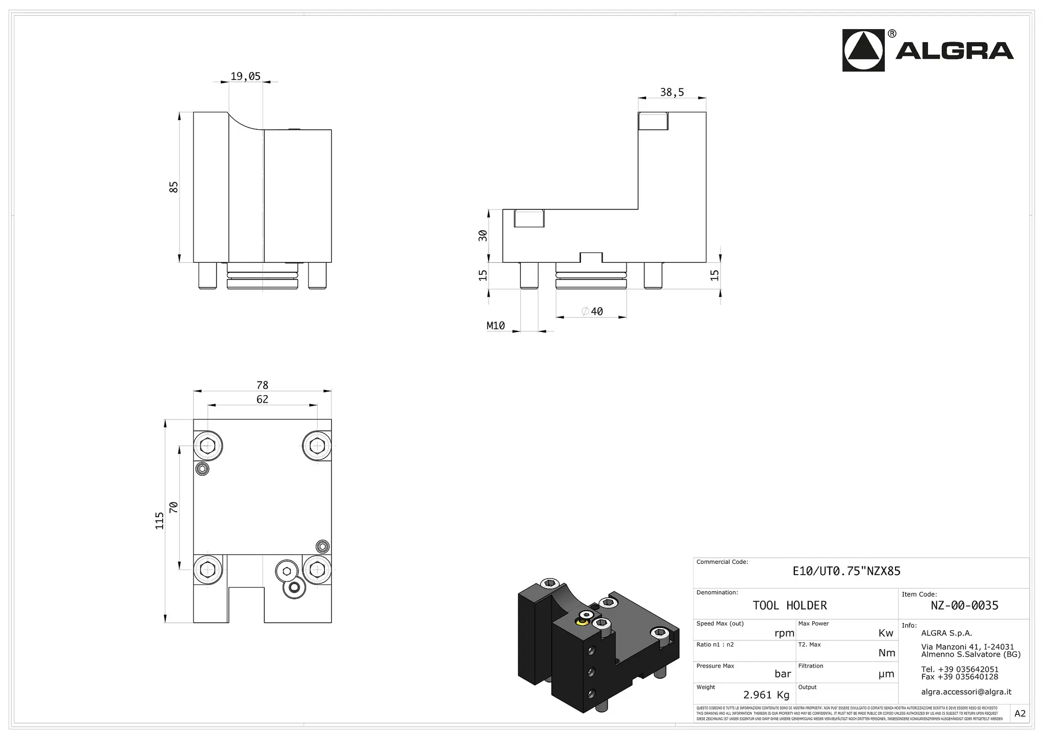 Produktfoto 1 von E10/UT0.75"NZX85