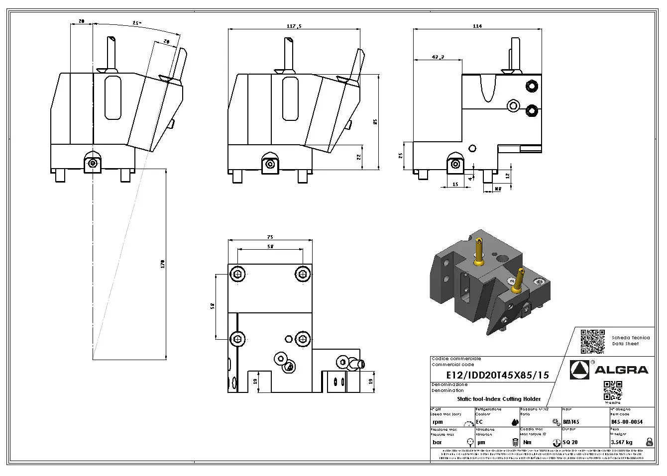 Produktfoto 1 von E12/IDD20T45X85/15