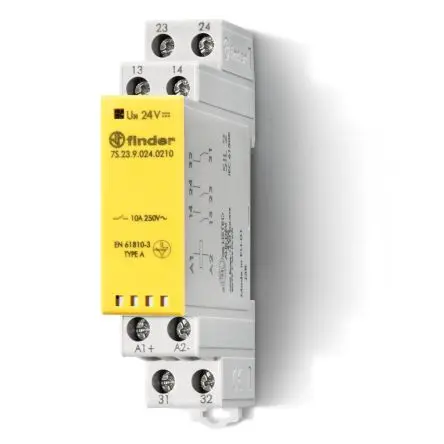 Produktfoto 1 von Finder Relais ohne Verriegelung 12V dc Spule DIN-Hutschiene 10A 1 W