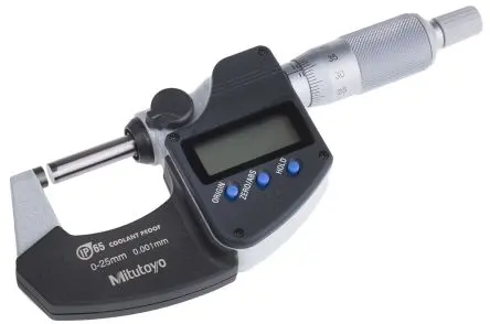 Produktfoto 1 von Mitutoyo Batteriebetrieben Außen- Mikrometer Metrisch, 0 mm bis 25 mm / ±1 μm, ISO-kalibriert