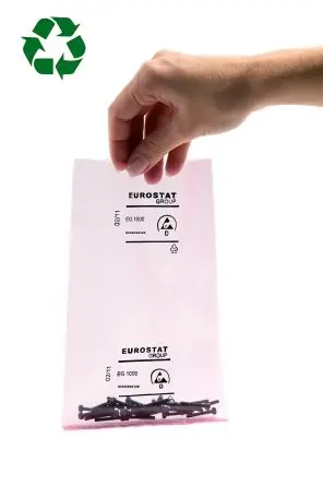 Produktfoto 1 von EUROSTAT Recycelte antistatische ESD Beutel Rosa x 254mm