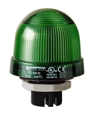 Produktfoto 1 von Werma 816 LED Dauerbetrieb Signalleuchte 24V Grün Eingebaut, Ø 75 mm x 97 mm IP65