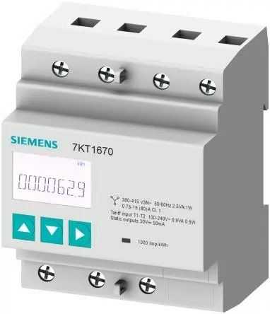 Produktfoto 1 von Siemens 7KT PAC1600 Energiemessgerät LCD 90 mm x 72 mm Digital, 10-stellig / 3-phasig Impulsausgang