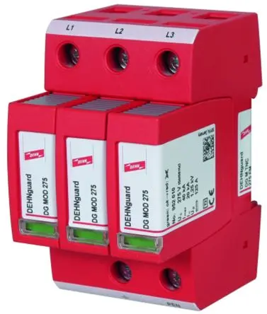 Produktfoto 1 von Dehn DG Überspannungsschutz Modul Arrester Typ 2 40 kA 275V, DIN-Hutschiene, -40 °C→80 °C