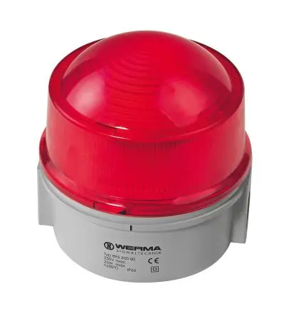 Produktfoto 1 von Werma 897 Xenon Filament/Warnsummer Signalleuchte 24V Rot Basis, Wand, Ø 149 mm x 148 mm IP65