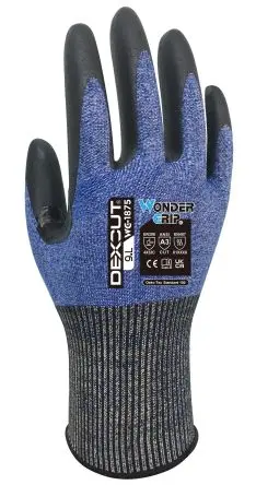 Wonder Grip WG-1875 DEXCUT Handschuhe HPPE, Mineralfaser, Nylon, Polyester, Elastan Schwarz, Blau Nitril 24