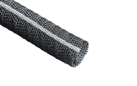 Produktfoto 1 von Tenneco 2000V0 Schutzhülse Schwarz Polyester für Kabel-Ø 1 mm, Kabel ø 5 mm, Länge 25m Umflochten Dehnbar