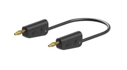 Staubli Messleitung 32A Stecker / Stecker, Schwarz Silikon-isoliert 25 cm, 30V, 60 V