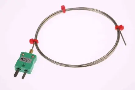 Produktfoto 1 von RS PRO Edelstahl Mineralisoliertes Thermoelement Typ K, Ø 1 mm x 500 mm -40 °C → 750 °C, ISO-kalibriert