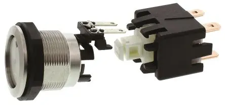 Produktfoto 1 von Schurter MSM LA 19 Druckschalter Blau Beleuchtet Rastend Panel Ø 19 mm, 2-poliger Umschalter / 12A 30 V dc, IP00, IP64