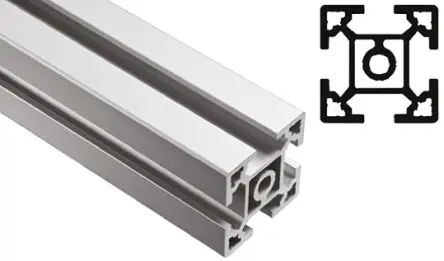 Produktfoto 1 von FlexLink Silber XC Aluminium Strebenprofil 44 x 44 mm, 4-fach Nut 11 mm, Länge 3000 mm XC