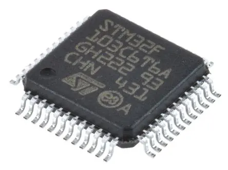 Produktfoto 1 von STMicroelectronics Mikrocontroller STM32F103C6 ARM Cortex M3 32 bit Flash Oberfläche 32kB LQFP 48-Pin 72 MHz 10 kB RAM