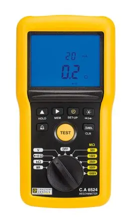 Produktfoto 1 von Chauvin Arnoux CA 6524 Isolationsprüfer 50 V, 200mA, 1000 V Isolations- & Durchgangsprüfgerät 200 GΩ CAT IV