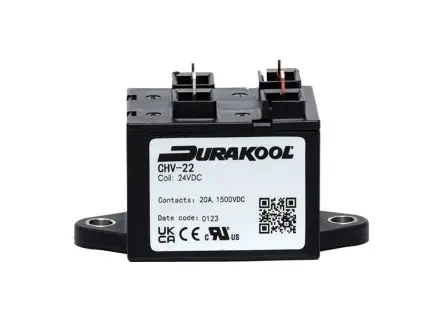 Produktfoto 1 von Durakool CHV20 Schütz 12V dc-Spule, 1-polig, 1.5kV dc / 20 A 3 kW Nein