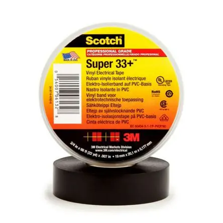 Produktfoto 1 von 3M Scotch Polyvinylchlorid Isolierband Schwarz,  Stärke  0.178 mm x 50mm x 33 m