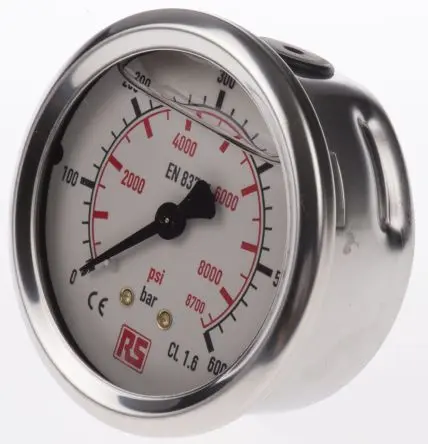 Produktfoto 1 von WIKA Mit Gewinde 213.53 Manometer 0 bar → 600 bar Edelstahl Gehäuse G 1/4, ISO-kalibriert