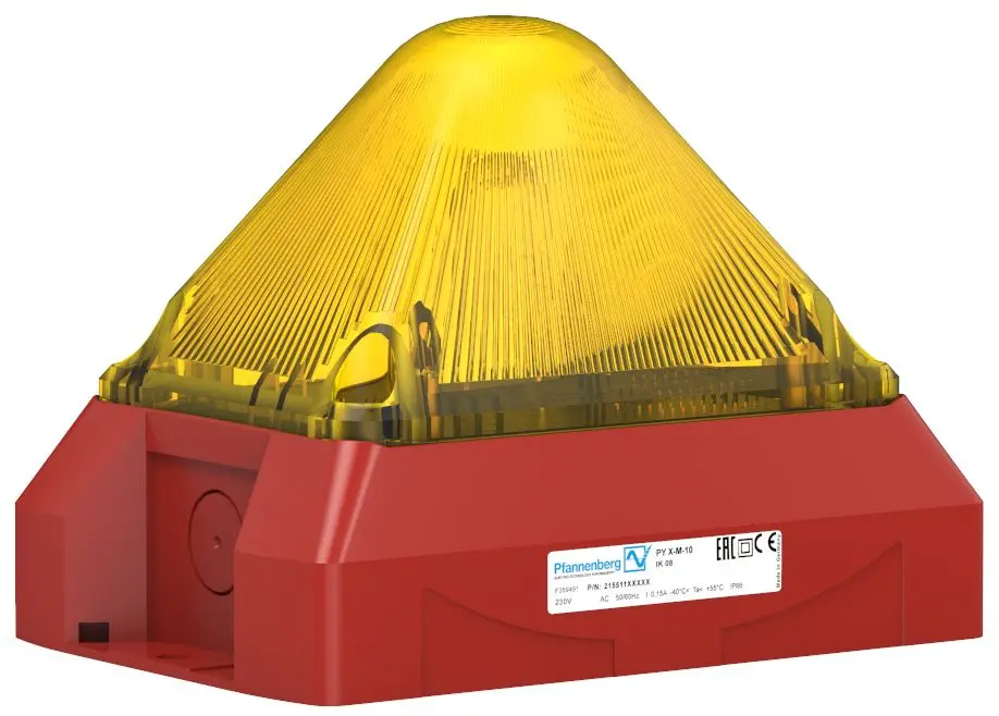 Produktfoto 1 von Pfannenberg PY X-M-10 Xenon Filament/Warnsummer Signalleuchte 24V dc Gelb Panel x 124 mm IP66