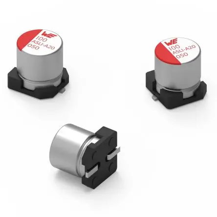 Produktfoto 1 von Würth Elektronik WCAP-ASLI, Oberfläche Aluminium-Elektrolyt Aluminium-Polymer-Kondensator 100 μF ±20 % / 80V dc, Ø 12.5