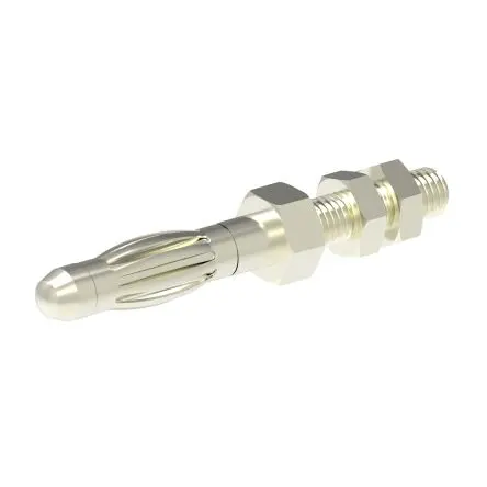 Produktfoto 1 von Electro PJP 4 mm Stecker Silber Bananenstecker, Kontakt Nickel, 30V ac/dc, 60 V ac/dc M3 mit Gewinde
