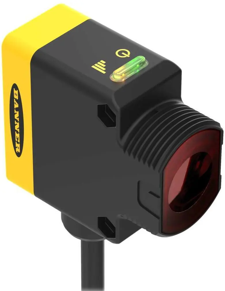 Produktfoto 1 von Banner Rechteckig Optischer Sensor, Dagegen, Bereich 60 m, SPDT Ausgang, Anschlusskabel