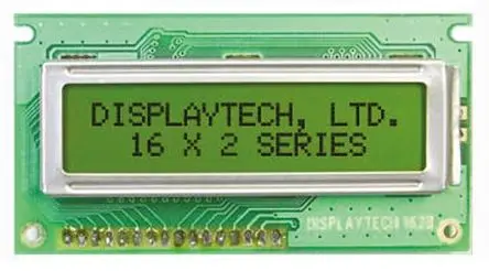 Produktfoto 1 von Displaytech Monochrom LCD, Alphanumerisch LED Gelb 2 x 16, Hintergrund Grün, Parallel Interface
