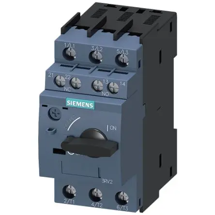 Siemens 3RV2 SIRIUS Elektronischer Schutzschalter 20V 3, 0.5A DIN-Hutschiene 100 kA, Typ A L. 97 mm x 45mm
