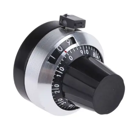 Arcol Schwarz Drehknopf-Skala, Zeiger Weiß Ø 22 mm, Rund Schaft 6.35 mm
