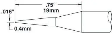 Produktfoto 1 von Metcal 19 mm Lötspitze 0.4 mm Konisch 60 ° SSC-7 für MFR-H6-SSC, SP-HC1