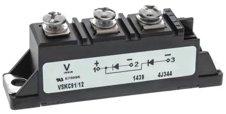 Produktfoto 1 von Vishay VS-VSKC91 Panel Diode Recovery Gleichrichter Gemeinsame Kathode, 1200 V / 100 A, 3-Pin TO-240