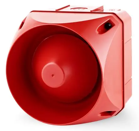 AUER Signal ASL Elektronischer Signalgeber Oberfläche IP66 48V ac/dc 63-Ton 120 dB @ 1m, Rot, Ø 184 mm