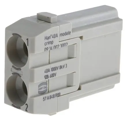 Produktfoto 1 von HARTING HAN Modular Modul für robusten Stromversorgungsstecker Stecker, 2-polig 40A, Kabel, Steckverbindermodul