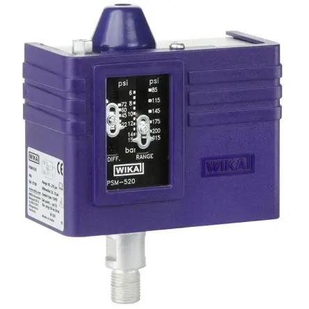 Produktfoto 1 von WIKA PSM-520 Einstellbar Druckschalter, 230V, -0.4 bar → 5 bar
