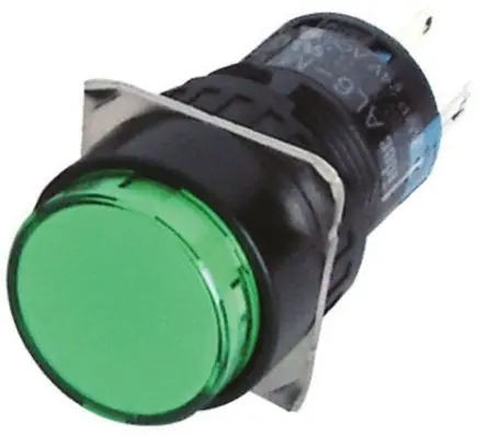 Produktfoto 1 von Idec AL Druckschalter Grün Beleuchtet Tastend Panel Ø 16.2 mm, 1-poliger Umschalter / 1A 250 V ac, IP65