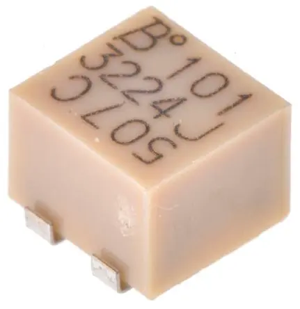 Produktfoto 1 von Bourns 3224 12-Gang Oberfläche Trimm-Potentiometer, Seitliche Einstellung, 100 Ω, 10 %, 0.25 W, J-Haken, L. 4.8 mm, L.