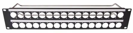 Produktfoto 1 von RS PRO Stahl Frontplatte 2 U x 27 mm Belüftet, Schwarz Abgeschirmt 482.6 mm 88.5mm