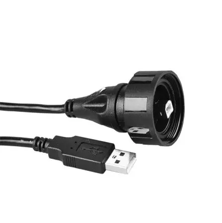 Produktfoto 1 von Bulgin Stecker IC-Buchse USB-Kabel, USB-Typ B Stecker / USB Typ A, 3 m USB 2.0 Schwarz