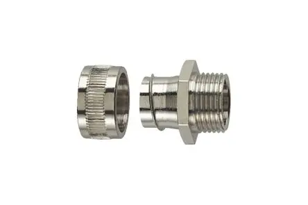Produktfoto 1 von HellermannTyton HelaGuard Messing vernickelt Kabelrohr Fitting Kabelrohr M32 32 mm Grau IP40