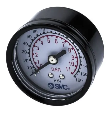 Produktfoto 1 von SMC Buchse, One-Touch-Fitting, R(Pt) Gewinde, Stecker Manometer 50 mm 1 bar → 10 bar G 1/4, ISO-kalibriert