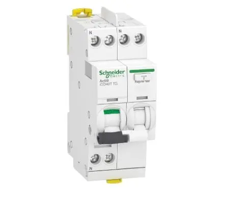 Produktfoto 1 von Schneider Electric Acti9 iDD40T FI/LS-Schalter (RCBO) 40A, 1-polig Typ C, Empfindlichkeit 30 mA