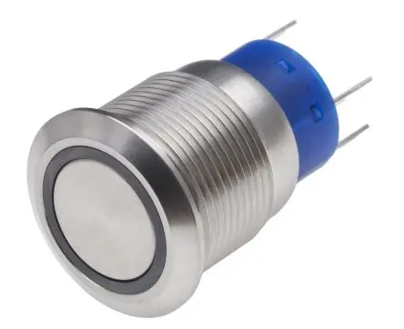 RS PRO Druckschalter Weiß Beleuchtet Rastend Panel Ø 19.2 mm, 2-poliger Umschalter / 5A 12 V dc 250 V ac, IP67