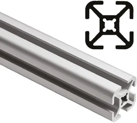 Produktfoto 1 von FlexLink Silber Xd Aluminium Strebenprofil 22 x 22 mm, 4-fach Nut 5.6 mm, Länge 1000 mm XD