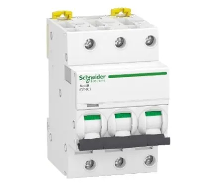 Produktfoto 1 von Schneider Electric Acti9 iDT40 Miniaturüberlastschalter Typ D, Pol 3-polig 10A, Abschaltvermögen 6000 A Acti9