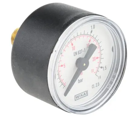 Produktfoto 1 von WIKA Typ R 111.12 Manometer 040 mm 0 bar → 1.6 bar ±1.6 % Kunststoff Gehäuse, ISO-kalibriert