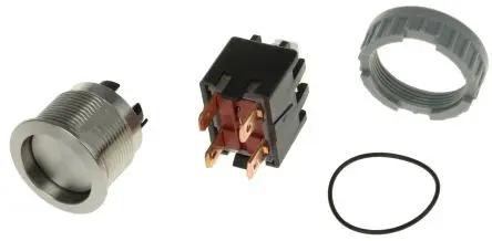 Produktfoto 1 von Schurter MSM LA 22 Druckschalter Blau, Grün, Rot Rastend Panel Ø 22 mm, 2-poliger Umschalter / 12A 125 V dc 250 V ac,