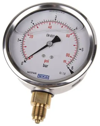 Produktfoto 1 von WIKA Stecker 213.53 Manometer 0 bar → 6 bar Edelstahl Gehäuse G 3/8, ISO-kalibriert