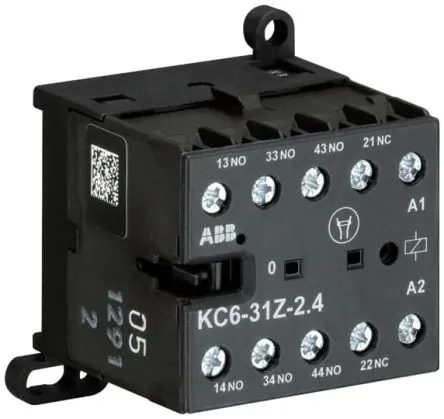 ABB KC6 Hilfsschütz 24V dc-Spule, 4-polig / 4 A 690V 3 Schließer, 1 Öffner 8-Hilfskontakte