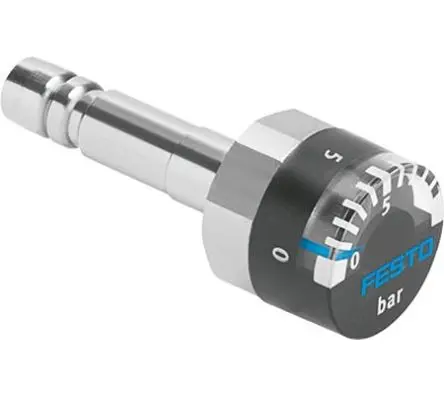 Produktfoto 1 von Festo Pneumatisch MA-15-10-QS-8 Manometer 63 mm 0 bar → 10 bar 5 % Stahl Gehäuse G 1/4