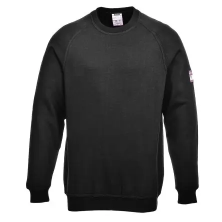Produktfoto 1 von Portwest FR12 Unisex Sweatshirt, 60 % Modacryl Schwarz Rundhalsausschnitt, Größe M