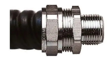 Produktfoto 1 von Adaptaflex Adaptaflex Messing Kabelrohr Befestigung Anschlusstück PG21 25 mm Silber Messing vernickelt-Finish IP65